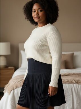 Grace Blue Pleated Mini Skirt